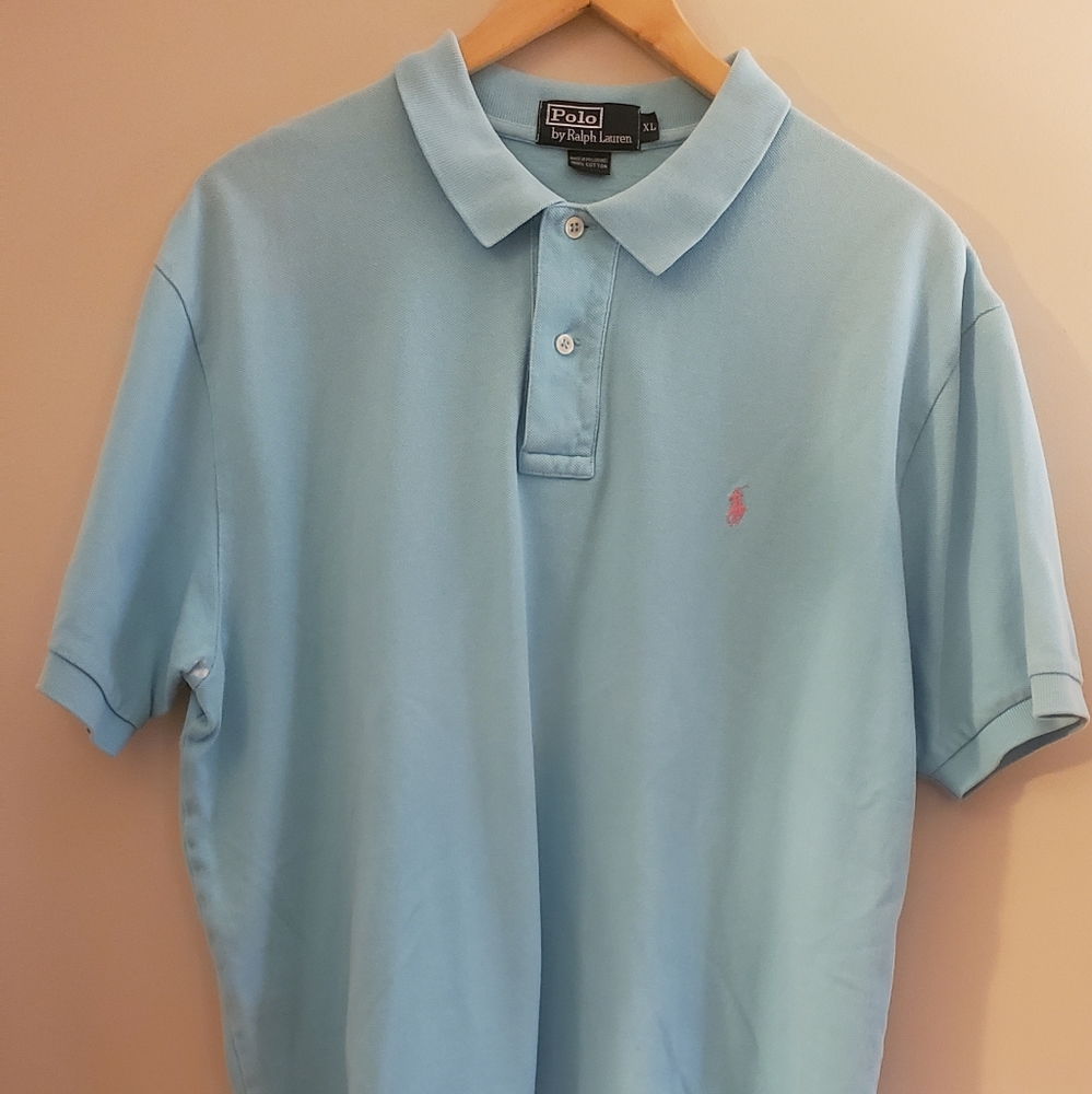 Mens Polo by Ralph Lauren short sleeve shirt size XL light blue
